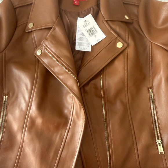 Guess Jackets & Blazers - Guess Women's Tan Leather Jacket